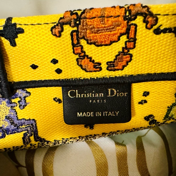 RARE Christian Dior Zodiac Pixel Tote Book Yellow Canvas Handbag Bag - Picture 14 of 17